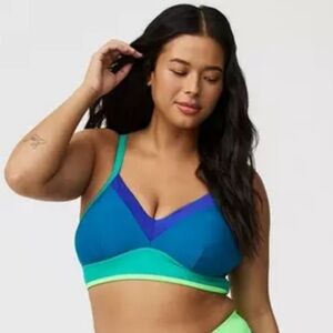 Torrid Wire-Free Bikini Top Multicolor Cosmos Blue Green Size 2